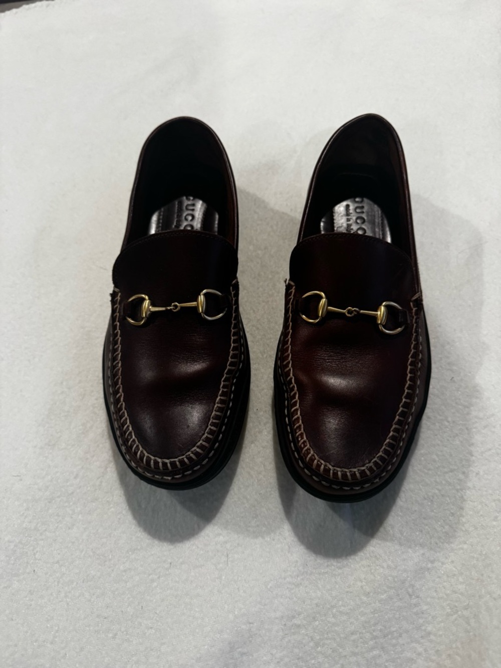 Gucci women Dark Brown Leather Horsebit Loafers